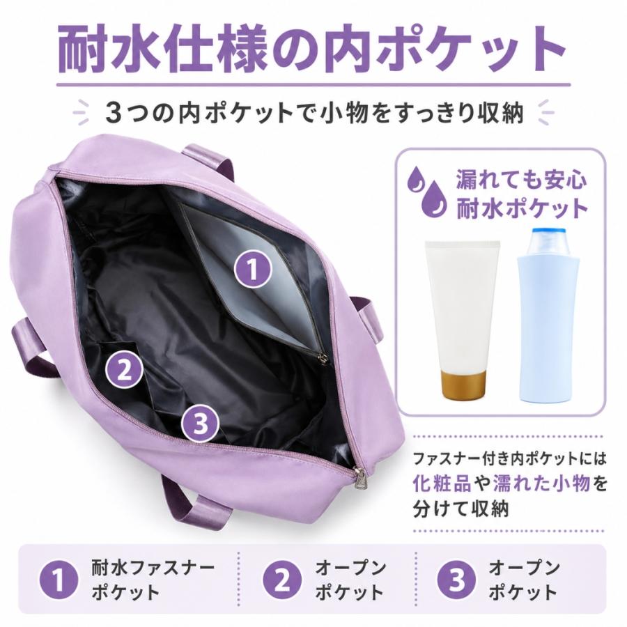 ナイロン製パープルボストンバッグ 拡張ボストンバッグ ナイロンバッグ マザーズバッグ キャリーオン