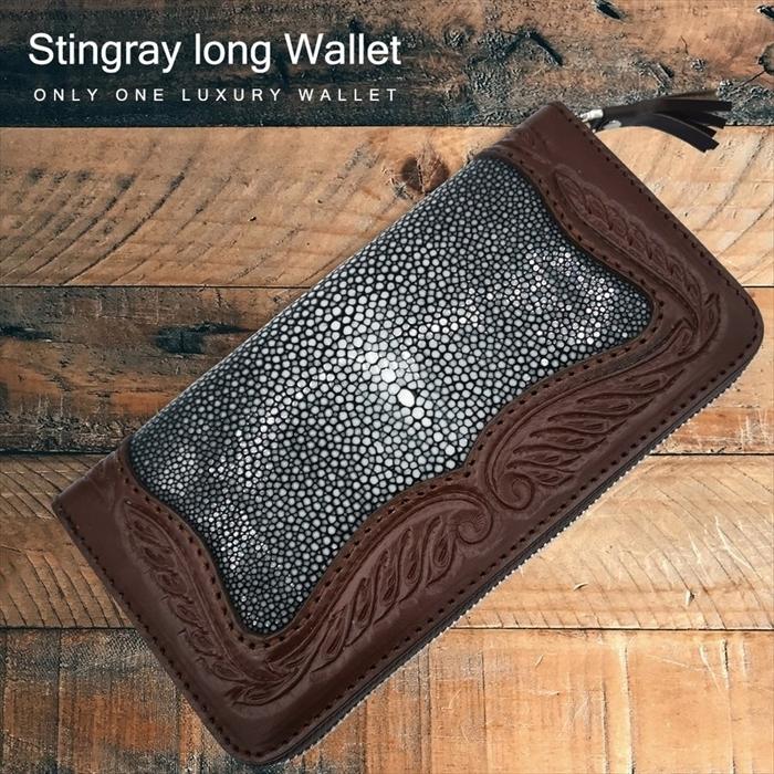 スティングレイ スティングレー 長財布 カービング レザー スティングレイ スティングレー 長財布 カービング レザー