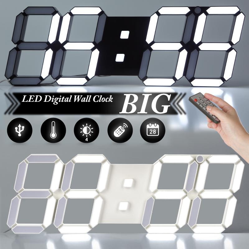 3D LEDデジタル 壁掛け 時計 ウォールクロック おしゃれ かわいい 置時計 大型 目覚まし時計 温度 アラーム 明るさ調節 省エネ BIGタイプ  ブラック : wallclock-big-bk : PlumRiver - 通販 - Yahoo!ショッピング