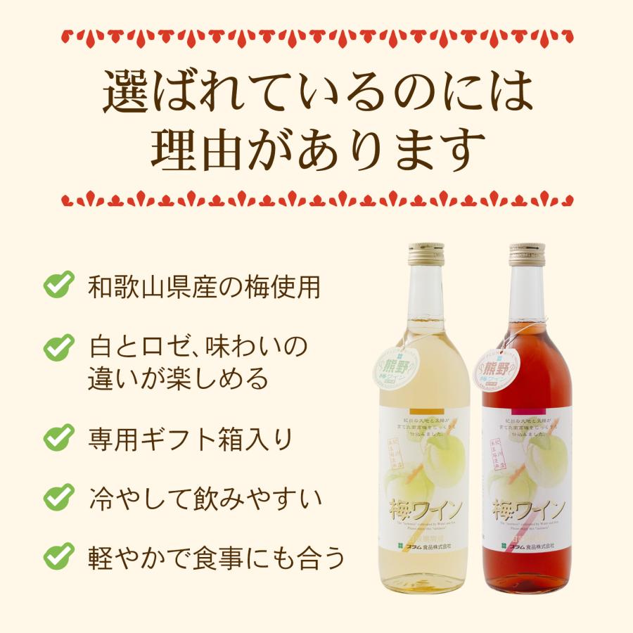 プラム食品 梅ワイン 飲み比べセット 白 ロゼ 360ml 2本 和歌山県産梅