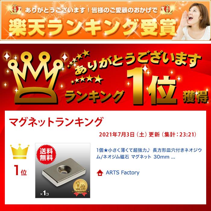 小さくても 超強力 磁石 １個 長方形皿穴付き ネオジウム磁石 マグネット 30mm×20mm×5mm ネジ5mm 鳩よけ |  | 01