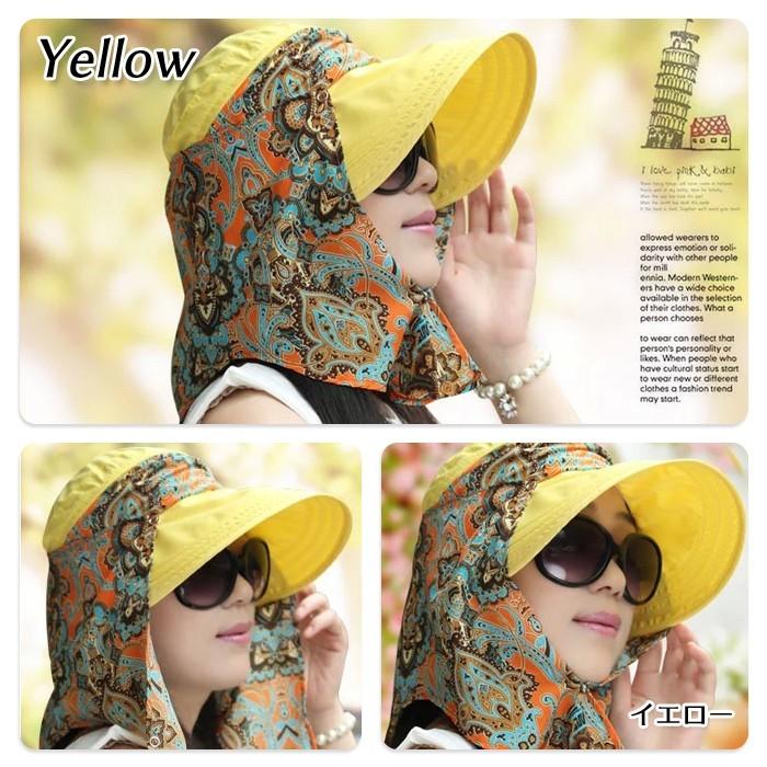 スカーフ付き キャスケット 小顔効果 UVカット 帽子 UVハット つば広 海 レディース おしゃれ ワイヤー入り 日よけ 折りたたみ  自転車 飛ばない |  | 05