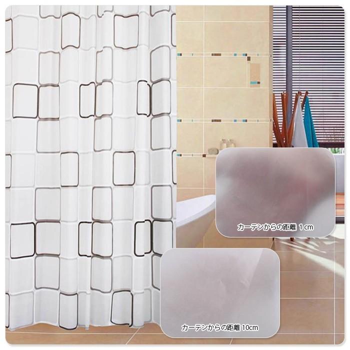 シャワーカーテン バスカーテン 防カビ 防水 おしゃれ フック ポリ 180 白 黒 モノトーン リング付 |  | 02