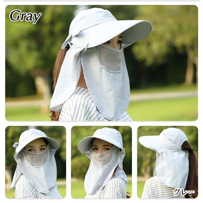 3WAY UVカット サンバイザー 日よけカバー付き 帽子 リボン 紫外線対策 取り外し可能 日よけ 男女兼用 つば広 ガーデニング 農作業 |  | 04