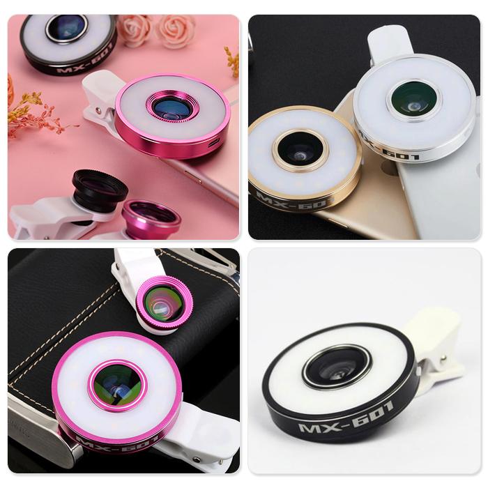 自撮りリングライト 三段フィルイン 3in1 カメラレンズキット クリップ式 ブラック |  | 07