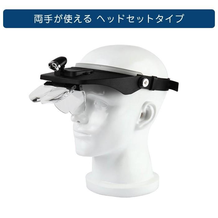 レンズ4枚付 ヘッドルーペ 2LED ヘッドライト ルーペ メガネ型 拡大鏡 精密作業 手元作業 拡大メガネ シニアグラス |  | 01