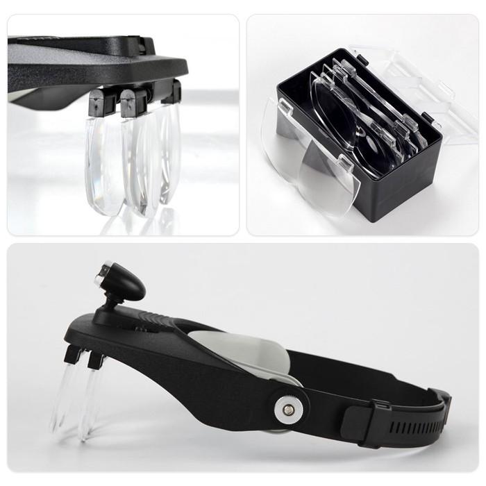 レンズ4枚付 ヘッドルーペ 2LED ヘッドライト ルーペ メガネ型 拡大鏡 精密作業 手元作業 拡大メガネ シニアグラス |  | 04