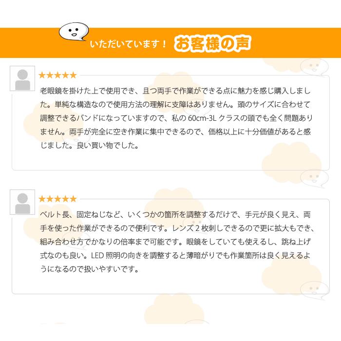 レンズ4枚付 ヘッドルーペ 2LED ヘッドライト ルーペ メガネ型 拡大鏡 精密作業 手元作業 拡大メガネ シニアグラス |  | 09
