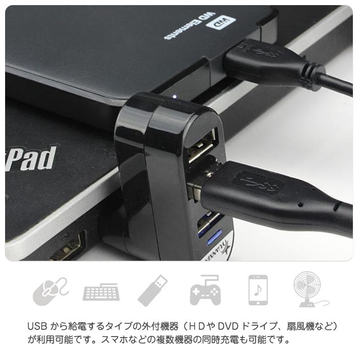 USB ハブ 3ポート 回転式 縦付可能 USB 2.0 最高 転送 速度 パソコン PC 周辺機器 USBハブ コンパクト 便利 |  | 03