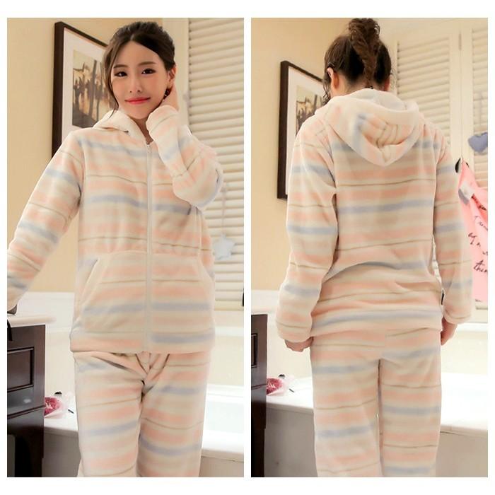 ボーダー ルームウェア もこもこ ふわもこ パーカー 上下セット モコモコ ユニセックス 部屋着 パジャマ あったか 冬 レディース |  | 02