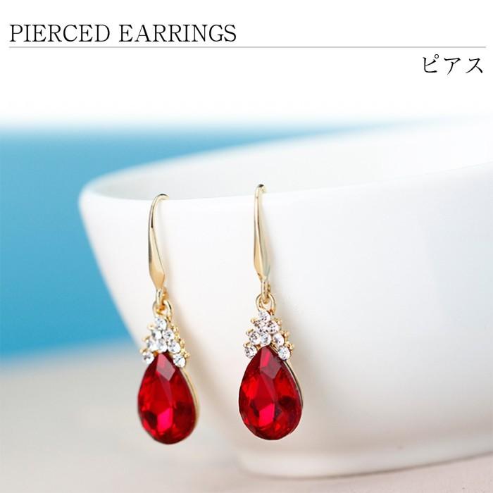 ティアドロップ型 ネックレス ピアス セット 結婚式 発表会 ペンダント チェーン クリスタル ゴールド フォーマル プレゼント |  | 04