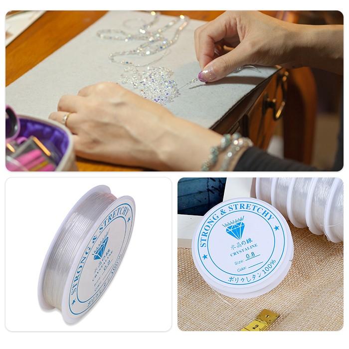 0.8mm クリア 透明 ゴム ブレスレット用 テグス オペロンゴム ゴム紐 水晶の線 パワーストーン ブレスレット 製作 修理 |  | 02