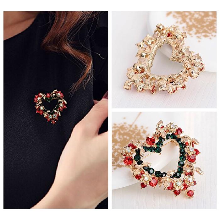 キラキラ ラインストーン クリスマス ブローチ コサージュ ストール スカーフ 留め ピンブローチ ハート形 プレゼント ギフト |  | 02