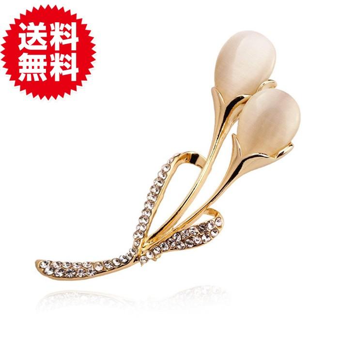 花 チューリップ ブローチ ピンブローチ ラインストーン 結婚式 入学式 卒業式 着物 帯留め ストールピン フォーマル | 