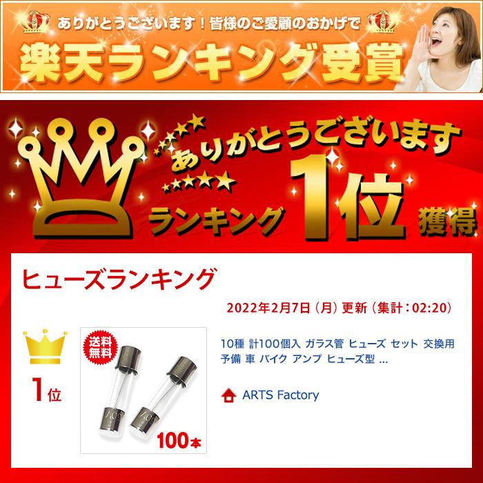 10種 計100個入 ガラス管 ヒューズ セット 交換用 予備 車 バイク アンプ ヒューズ型 メンテナンス 電子 部品 |  | 01