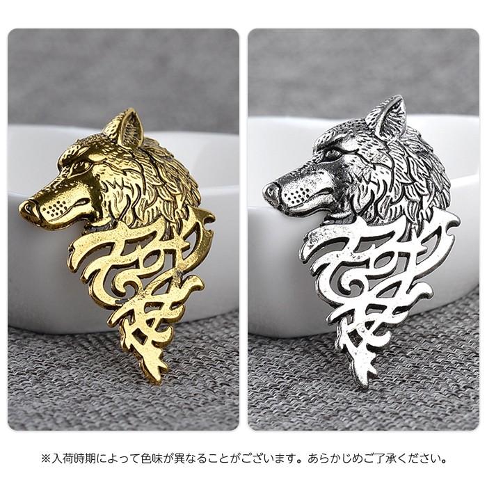 レトロ アンティーク オオカミ 狼 ブローチ ピン バッジ ピンバッチ ラペルピン シャツ スーツ アクセサリー シルバー ゴールド |  | 01