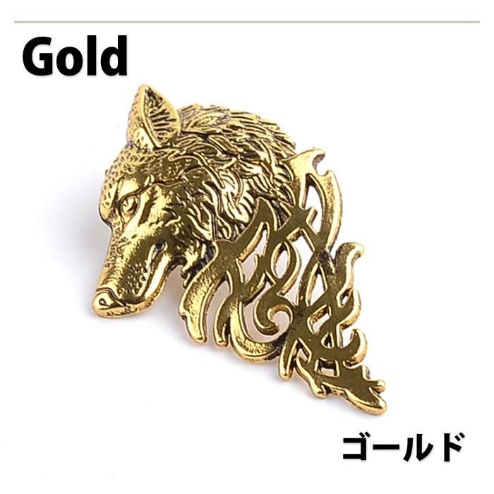レトロ アンティーク オオカミ 狼 ブローチ ピン バッジ ピンバッチ ラペルピン シャツ スーツ アクセサリー シルバー ゴールド |  | 05