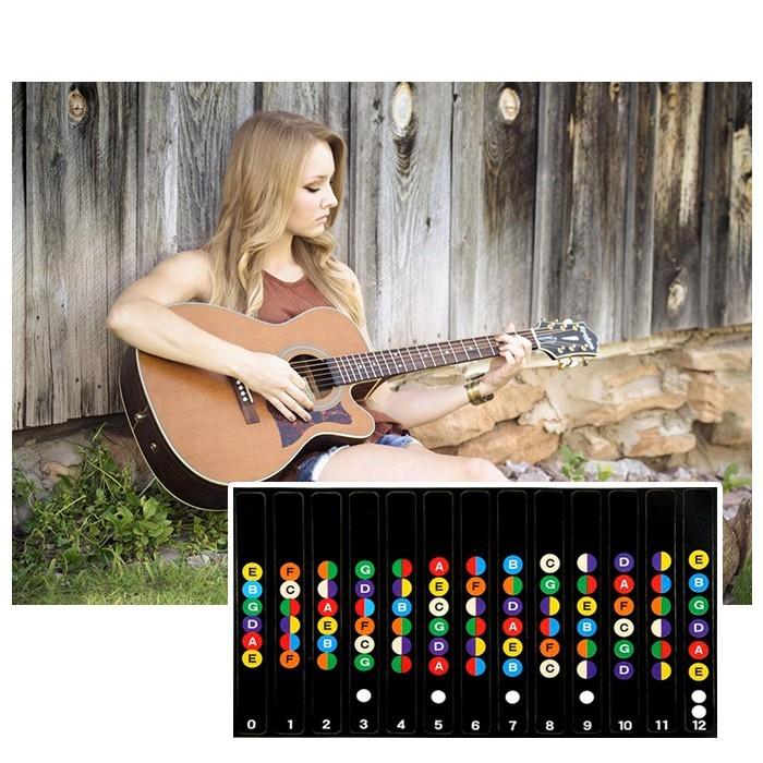 2枚入 ギター フレット シール スケール 教則シール 指位置を覚える 初心者 練習 用 音名 配置 指板 |  | 01