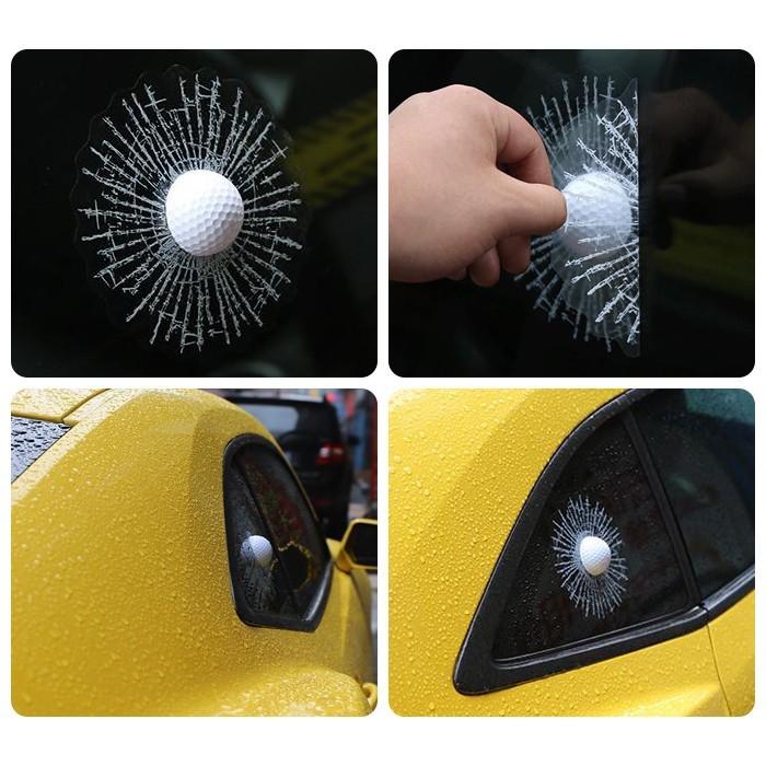めりこみ ゴルフボール カーステッカー クラック 3D 立体 ステッカー 車 外装 ユニーク おもしろ ジョーク カー用品 |  | 05