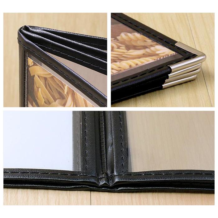 6冊入 メニューブック A4 サイズ 見開き 4P 8面 メニューカバー PVC 透明 献立表 メニューファイル レストラン カフェ 飲食店 |  | 05