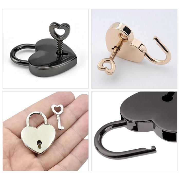 2個入 ハート南京錠 南京錠 ハート型 チャーム アクセサリー キーホルダー金具 キーホルダー パーツ ハート鍵 ハート カギ |  | 03