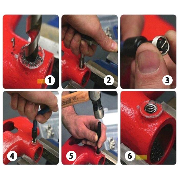 ネジ 修復 キット ネジ穴 再生 修正セット ネジ山 修復リペアキット 万能 工具 バイク 車 DIY 金属 加工 製造 M6 |  | 02