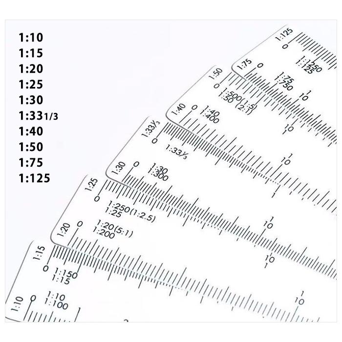 薄型 五枚 羽 マルチ スケール 縮尺 10種類 対応 文房具 DIY 便利 工作 定規 マルチスケール |  | 02