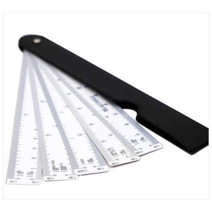 薄型 五枚 羽 マルチ スケール 縮尺 10種類 対応 文房具 DIY 便利 工作 定規 マルチスケール |  | 04