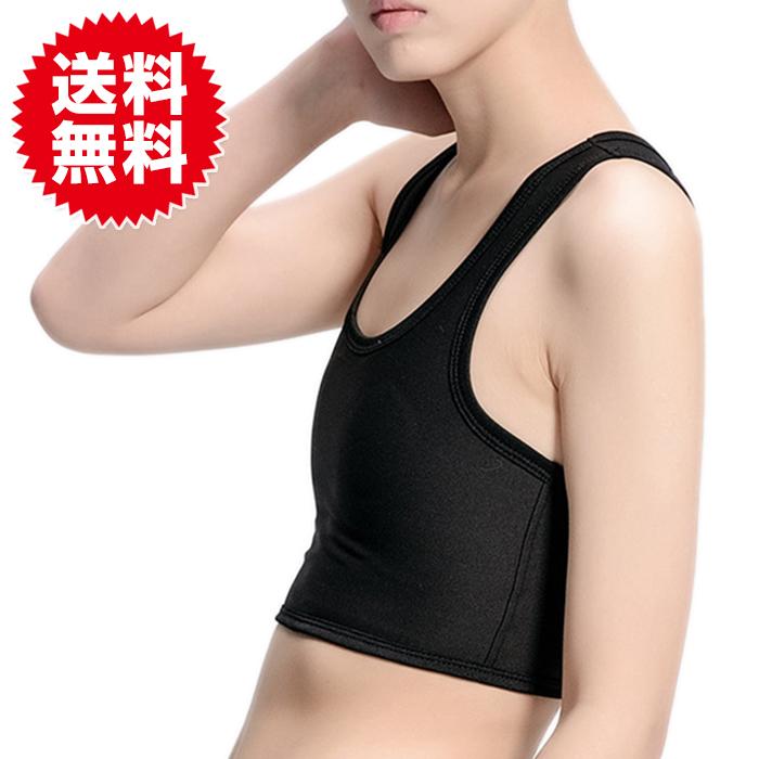 ナベシャツ 3段フック式 ハーフ タンクトップ 胸 サポーター 胸つぶし さらし コスプレ 男装 和装 ブラジャー レディース インナー | 