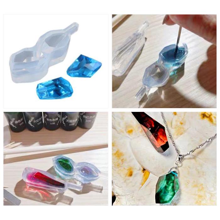 4種セット ダイヤ クリスタル シリコンモールド レジン シリコン モールド UVレジン 抜き型 キット 道具 手芸 アクセサリー パーツ 作成 |  | 06