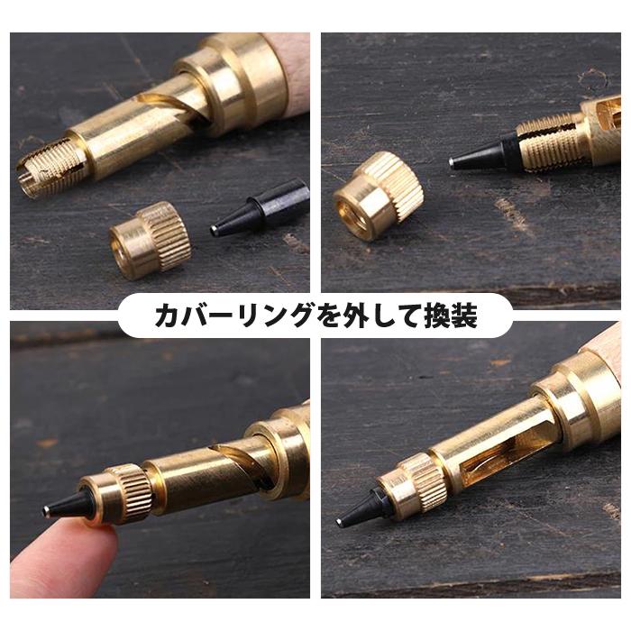 先端6サイズ入 穴あけ パンチ スクリュー ポンチ スクリューパンチ レザークラフト ベルト 革 レザー 小さい穴あけ |  | 03