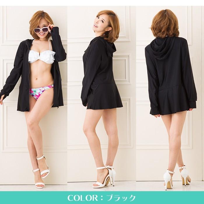 レディース ロング ラッシュガード 水着 パーカー 長袖 UPF50＋ UVカット ラッシュパーカー 体型カバー 大きいサイズ 日焼け止め |  | 03