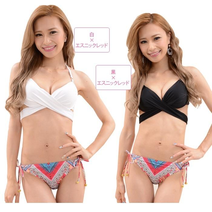 クロス水着 無地ブラ 柄パンツ セット レディース 水着 ビキニ セット クロス カシュクール 水着 体型カバー ビキニ  女性水着 タンク タンキニ S M L |  | 11