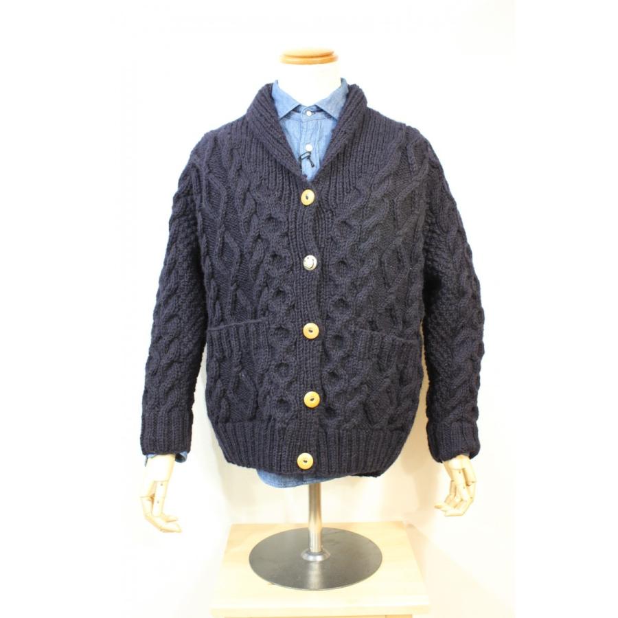 バーンズ　barns outfitters 1.5ゲージ　インディゴ染めハンドニット　カーディガン | BARNS OUTFITTERS