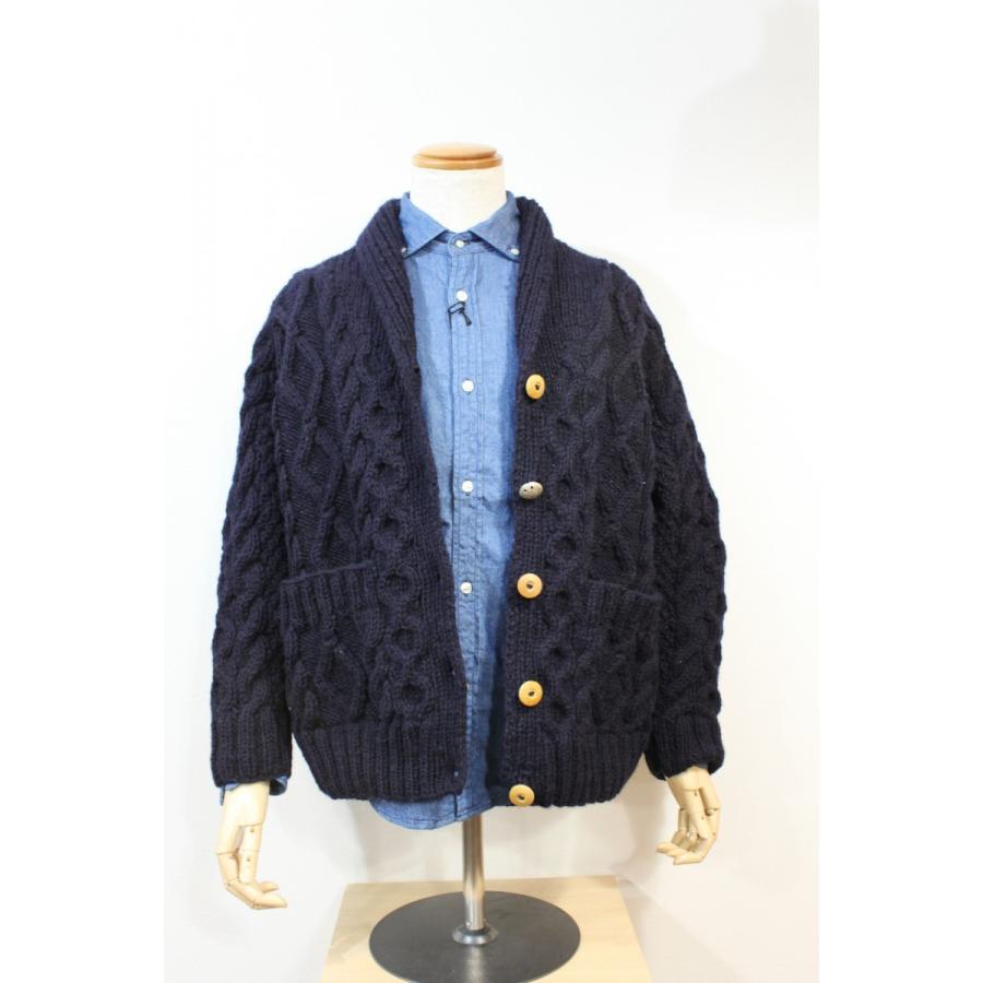 バーンズ　barns outfitters 1.5ゲージ　インディゴ染めハンドニット　カーディガン | BARNS OUTFITTERS | 03
