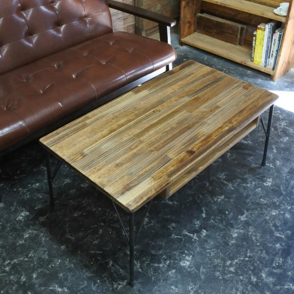 ローテーブル 棚付き 鉄脚 オーダーメイド テーブル アイアン 北欧 ヴィンテージ 収納 おしゃれ 木製 無垢 パイン カフェ |  | 02