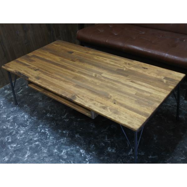 ローテーブル 棚付き 鉄脚 オーダーメイド テーブル アイアン 北欧 ヴィンテージ 収納 おしゃれ 木製 無垢 パイン カフェ |  | 02