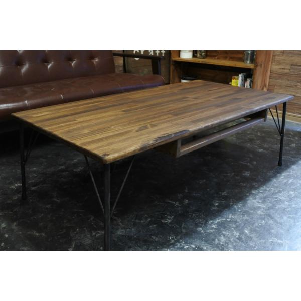 ローテーブル 棚付き 鉄脚 オーダーメイド テーブル アイアン 北欧