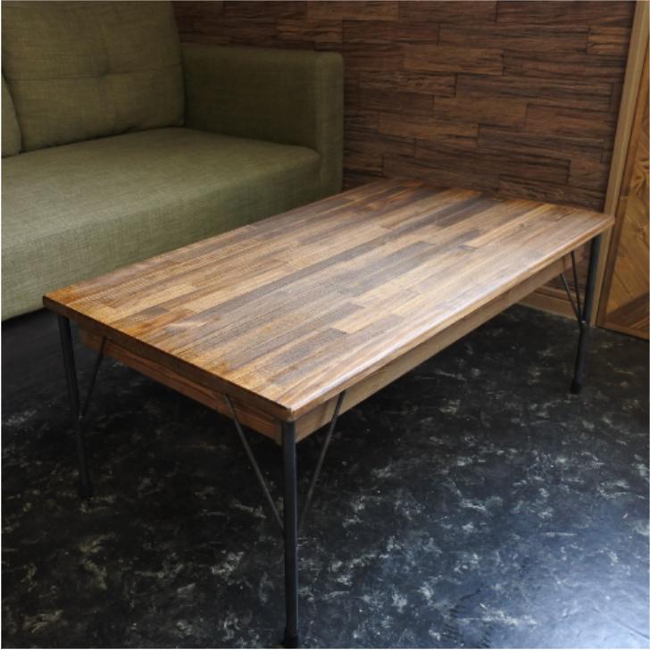 ローテーブル テーブル 引き出し付き 天然木 鉄脚 北欧 おしゃれ オーダーメイド  ハンドメイド |  | 01