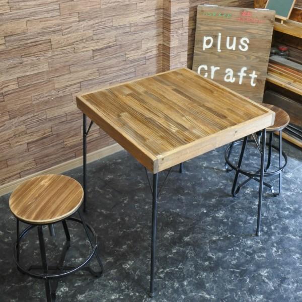 カフェテーブル コーヒーテーブル サイドテーブル 天然木 鉄脚 ヴィンテージ シンプル オーダーメイド ハンドメイド 正方形 2人用 |  | 02