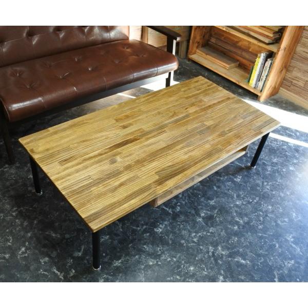 棚付き テーブル ローテーブル 幅110cm おしゃれ 北欧 無垢 パイン