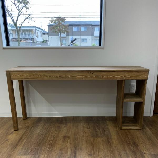 カウンターテーブル ワークテーブル パソコンデスク 無垢材 北欧 おしゃれ オーダーメイド ハンドメイド ブラウン | 