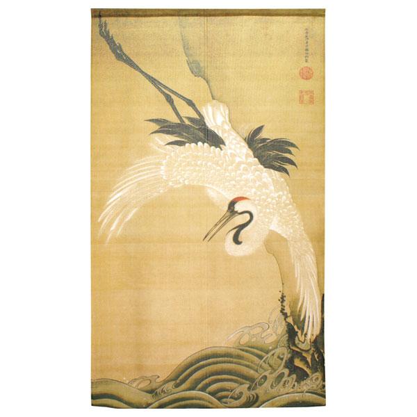 のれん 暖簾 伊藤若冲 白鶴図 浪に鶴 85X150cm 和風のれん 目隠し 店舗 施設 向け 日本製 和風 おしゃれ シンプル 和柄 和風 玄関 目隠し 150丈 |  | 01