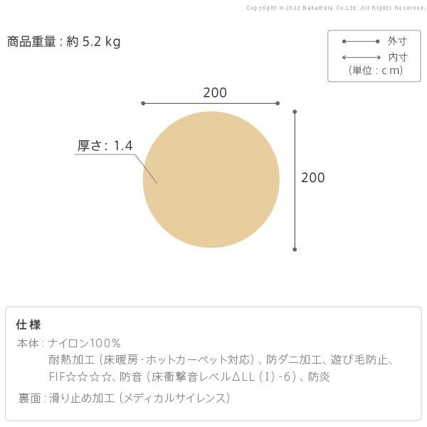 ラグ ラグカーペット 円形 防音防炎ラグ-エイヴァ 円形200cm リビング 高級感 おしゃれ 北欧 シンプル 無地調 極細 ホットカーペット対応 オ｜plus-one-kagu｜14