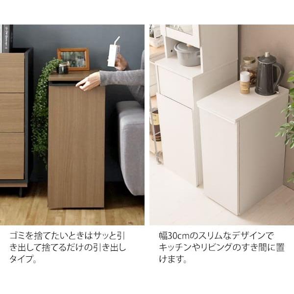 ドロワーダストボックス 幅30cm 奥行45.5cm 高さ70cm ゴミ箱 キャスター付き 天板 ダストボックス 45L 木目調 キッチン収納 ひとり暮らし ラック 棚 ごみ箱 シ |  | 04