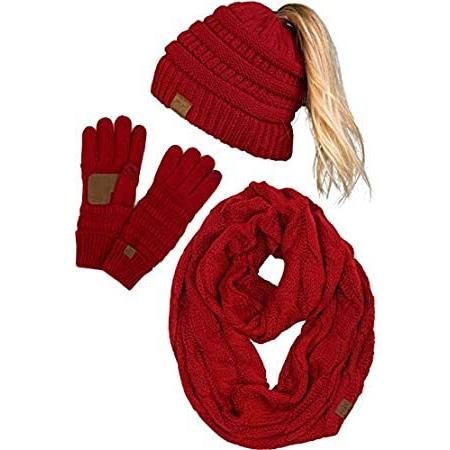 限定価格セール 特別価格ponytail Beanie Texting Gloves Scarf Red好評販売中 今月限定 特別大特価 Www Aqtsolutions Com