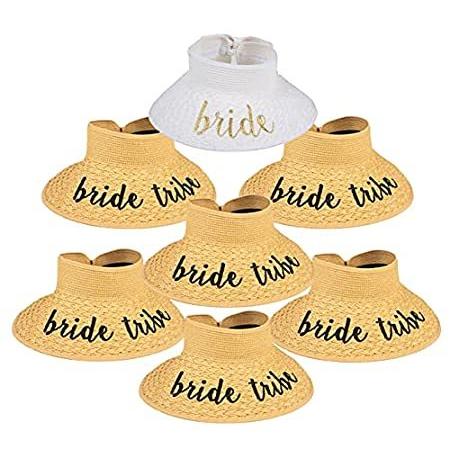 特別価格Embroidered Saying Rollup Visor Sun Hat Bundle: Bride (White/Gold), 6 Bride好評販売中 キャップ