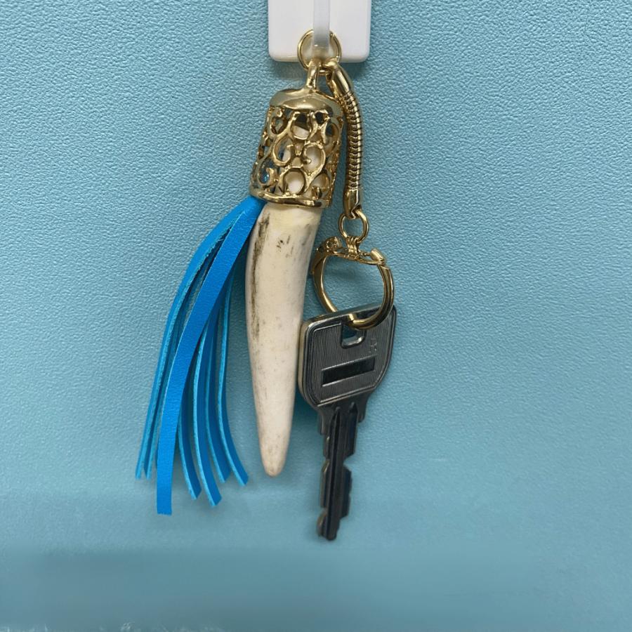 鹿角　角細工　キーホルダー(フリンジ)Lサイズ　アクセサリー　ハンドメイド |  | 14