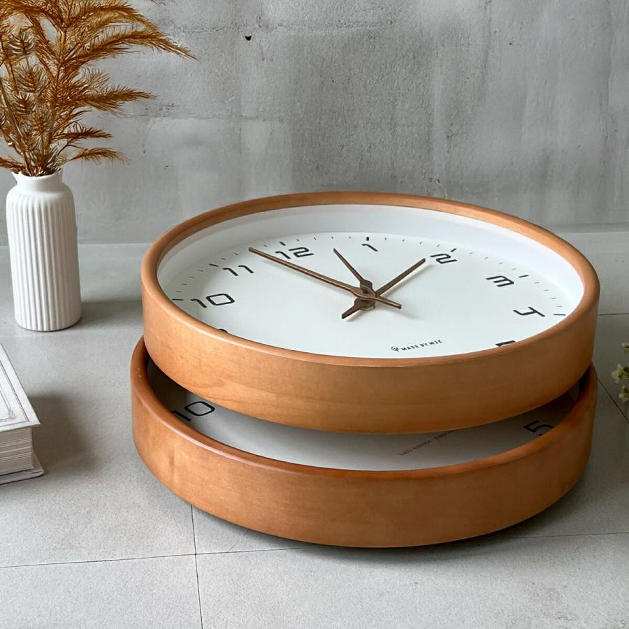plus smile 掛け時計 時計 壁掛け おしゃれ 木製 静音 リビング