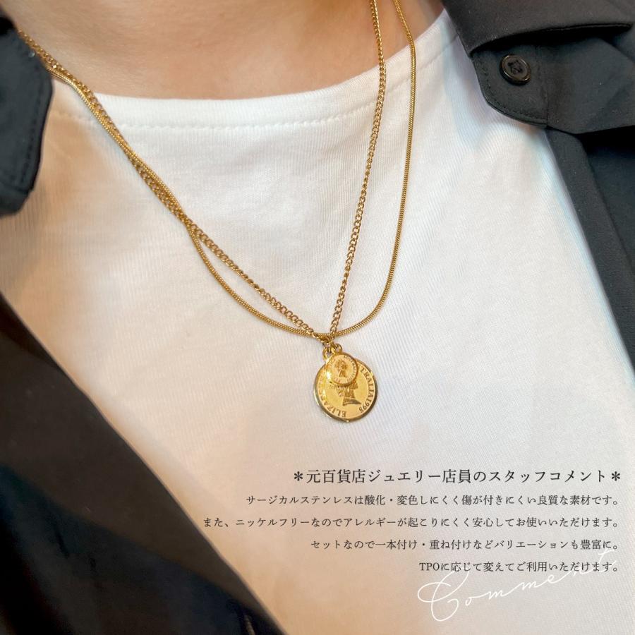 ネックレス チェーン レディース サージカルステンレス チェーンネックレス サージカルステンレスネックレス サージカル 錆びない ゴールド コイン  おしゃれ